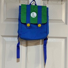 Mini Mochila Nintendo Super Mario Bros Luigi Cosplay Azul Verde Bolso de Lona