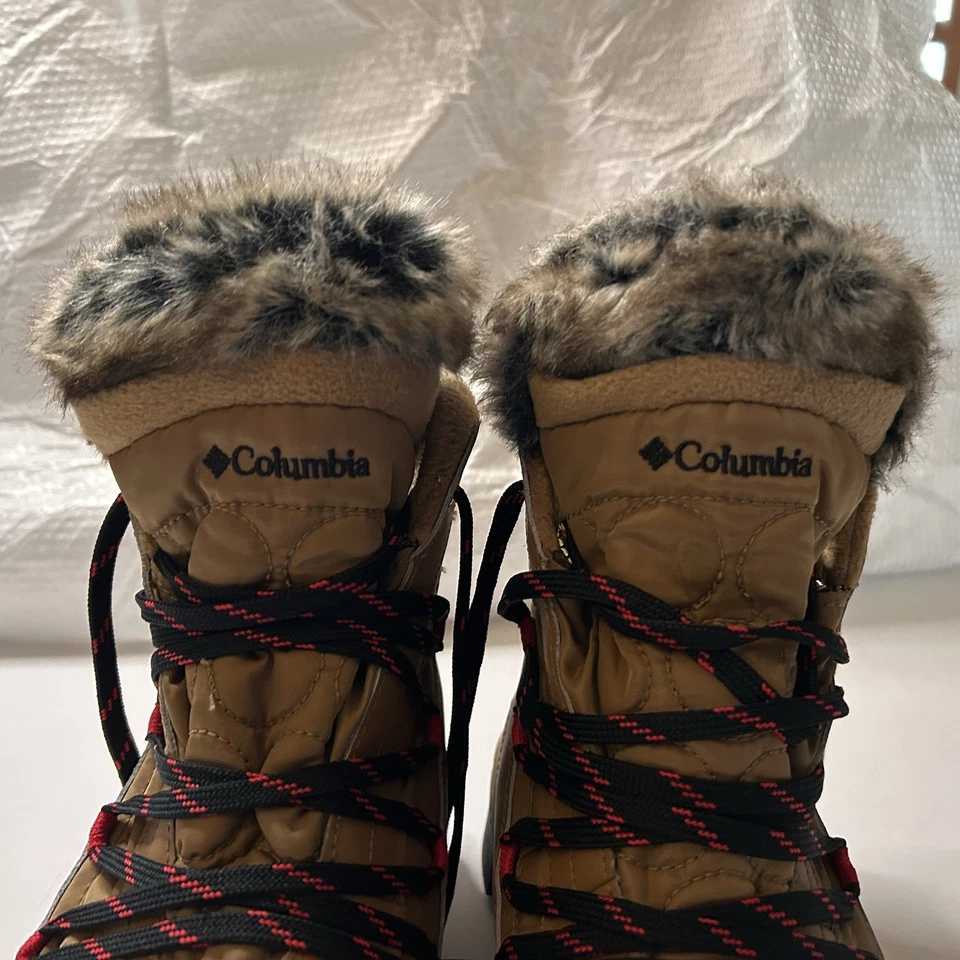 Botas de nieve de invierno Columbia para mujer talla 9,5 - aisladas de piel sintética tostadas Foto 3 de 4