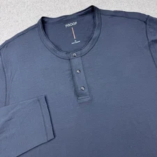 PROOF 72 Hour Merino Long Sleeve Henley Shirt Mens XL Black Wool Snap Huckberry