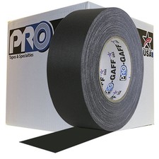 CASE OF 24 PRO-GAFF MATTE BLACK 2" X 55 YD GAFFERS TAPE ROLLS-CASE OF 24