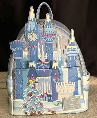 Loungefly 2023 Disney Cinderella Castle Light Up Christmas Mini Backpack