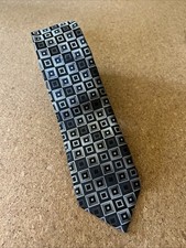 Pierre Cardin Men's Slim Tie Black  Silver Geometric Square Pattern 100 Poly