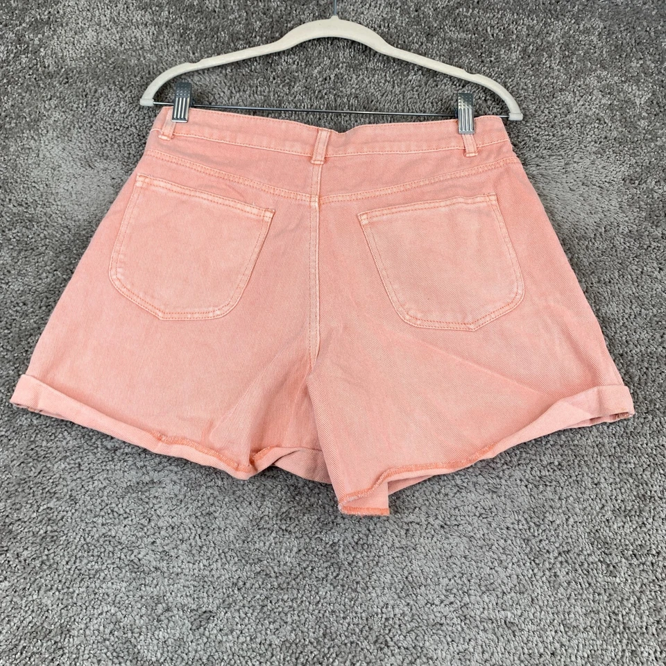 Pantalón Corto Forever 21 Denim con Puños Para Mujer Talla Grande Coral Tiro Alto 5 Bolsillos Algodón Foto 4 de 4