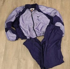 VTG 90s Nike Tracksuit Womens Medium Windbreaker Zip Jacket  Pants Purple RARE 