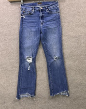 Mother The Insider Crop Step Chew Jeans Womens 27 Distressed Dancing On Coals