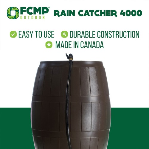 FCMP Outdoor 45-Gallon BPA Free Home Rain Water Catcher Barrel, Brown (Used) - Picture 3 of 10