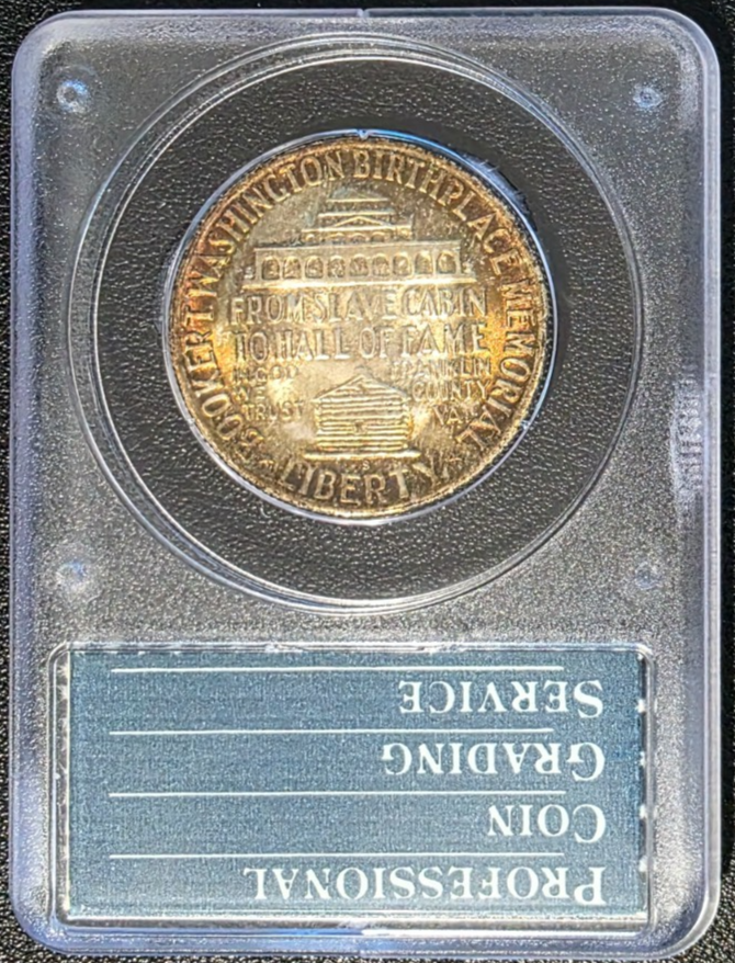 1946 S Booker T Washington PCGS Rattler MS65 CAC Dual Toned Amazing ...