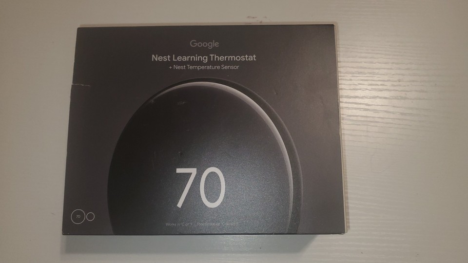 Google Nest Learning Thermostat - 4th Generation - Obsidian - w/Temp Sensor NEW