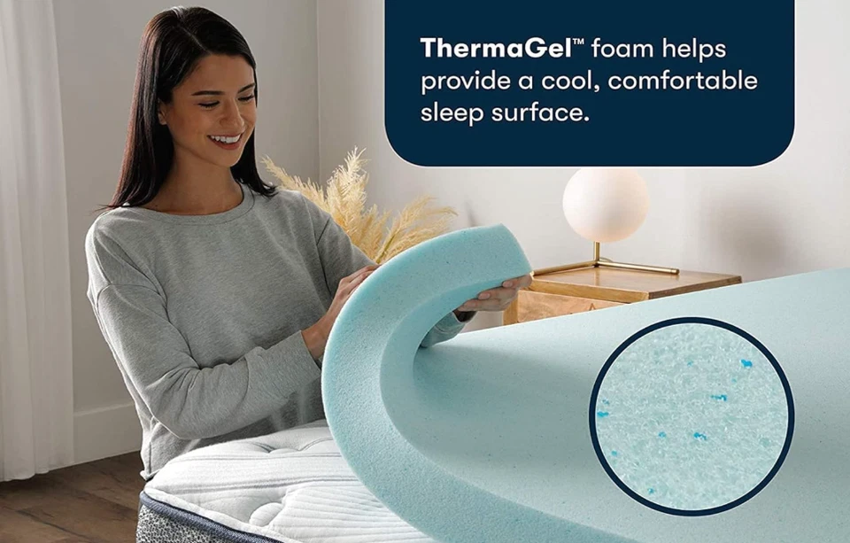 Colchón de espuma viscoelástica para aliviar la presión de enfriamiento Serta ThermaGel 3 pulgadas King Foto 2 de 4