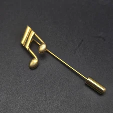 Gold Tone Music Note Hat Pin Stick Pin Musical Theme Gift Vintage Jewelry