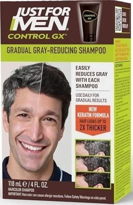 Just For Men Control GX Grey Reducing Shampoo, Gradually Colors Hair, 4 Ounce