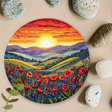 2D Flat, 2D Flat2D Flat Surface, 7.8Inch Piece Aluminum Round Sign Romantic Suns