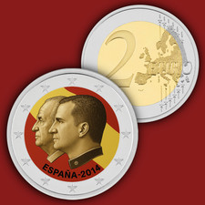 Spain Espana 2014 2 Euro Coloured Coin UNC Color  Coin