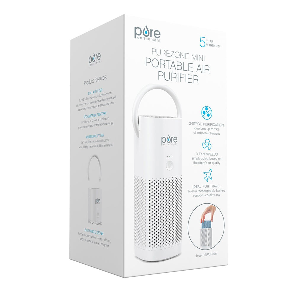 Pure Enrichment PureZone Mini Portable True HEPA Air Purifier White