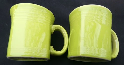RARE-2 Lot 13oz Fiesta HLC Mugs Square Bottoms CHARTREUSE