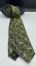 TED BAKER London Men's Silk Tie  Black  Brass  Paisley  Hand Tailored USA 