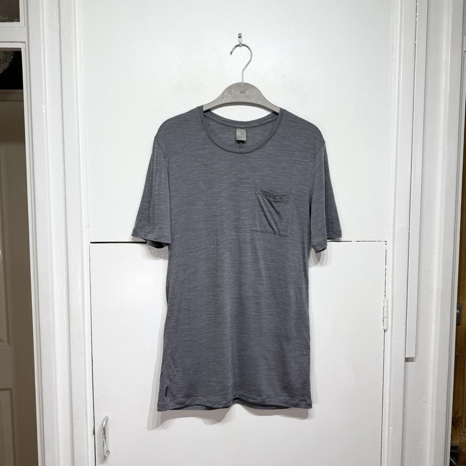 Icebreaker Merino T Shirt Grey Short Sleeve Stretch Wool Blend Base Layer Size S