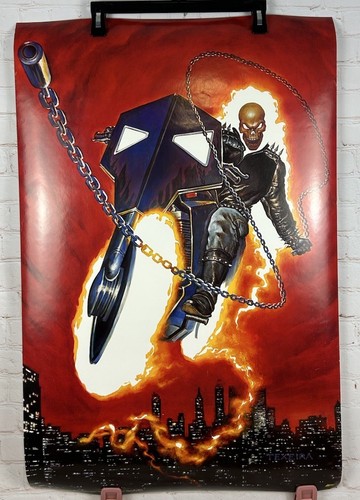 Ghost Rider Vintage Comic Poster 1992 Marvel Press 22x34”