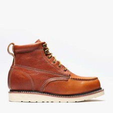 Men's Work Boots Golden Brown 6" Moc Toe Leather BONANZA 640 Size 5-13 (D, M)