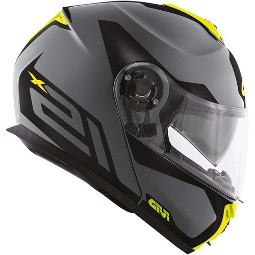 Motorcycle Helmet Modular GIVI X21 HX21 Spirit Grey Black Yellow Fluo Size  M | eBay