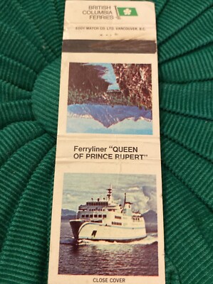 Vintage Matchbook Cover, B.C. Ferries, Queen Of Prince Rupert PU2