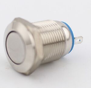 12mm Thread 6V Green LED Momentary Push Button Switch 1NO 4Pin