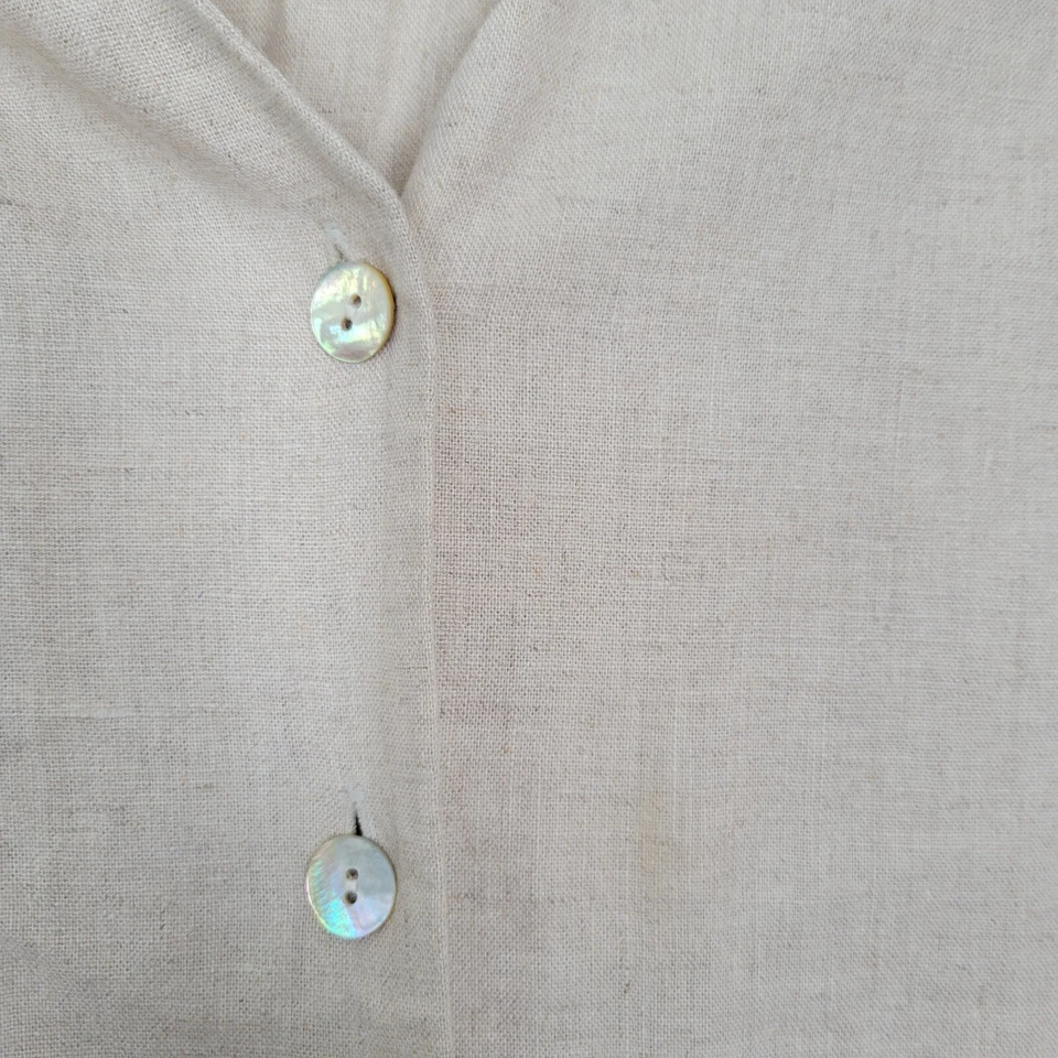 Casual Corner Annex petite Crema Lino Mezcla Botones Top en Mujer M Foto 3 de 4