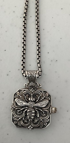FANTASTIC KONSTANTINO STERLING SILVER BEE NECTAR LOCKET PENDANT+20IN CHAIN! - Picture 8 of 16