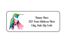 30 Flapping Hummingbird PERSONALIZED RETURN ADDRESS LABELS 1 in X 2 5/8 GLOSSY