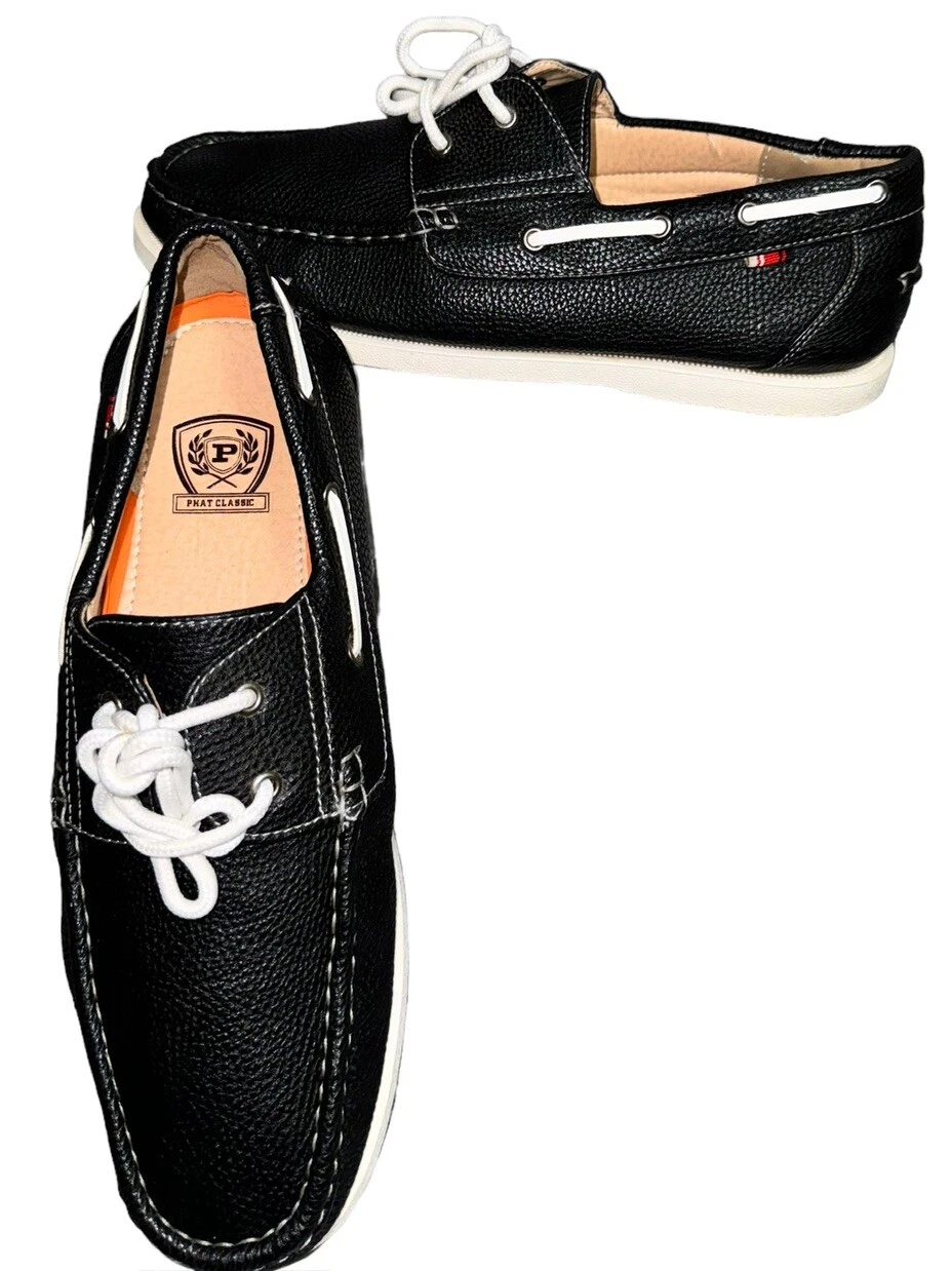 PHAT CLASSIC LOAFERS SHOES MAN BLACK LEATHER UPPER SIZE 10.5