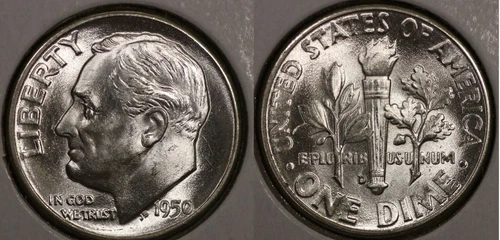 1950 D Roosevelt Dime SUPERB GEM BU FULL BANDS!  50D333