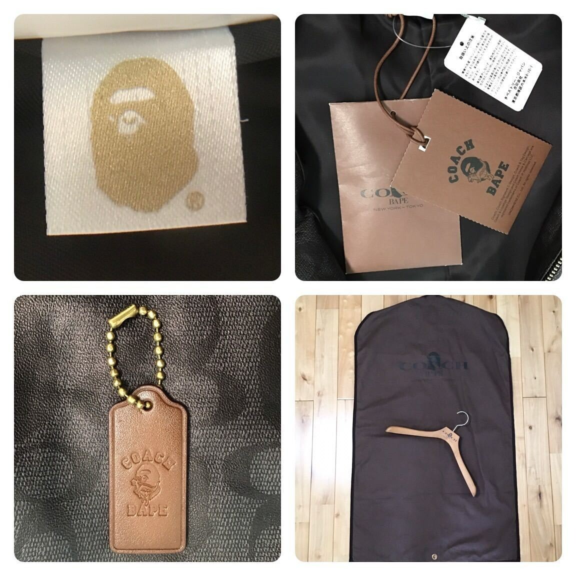 BAPE × COACH LEATHER SHARK FULL ZIP HOODIE JACKET A Bathing