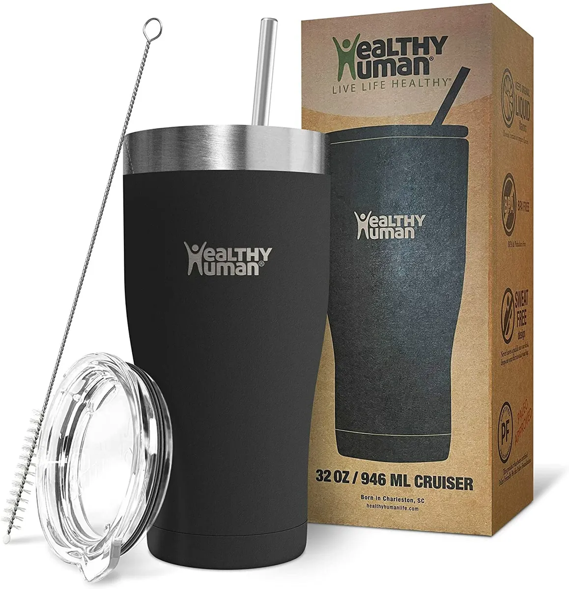 Healthy Human 32 Oz Tumbler Travel Cruiser Cup with Straw