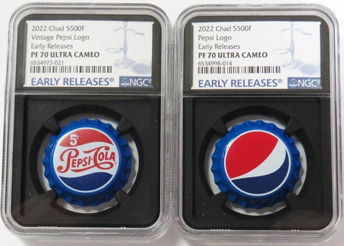 2022 SILVER CHAD PEPSI LOGO 500 FRANCS BLACK CORE NGC PROOF 70 UC EARLY RELEASES