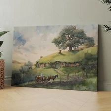 The Lord Of The Rings Gandalf In The Shire Green Hills Canvas Wall Art Print