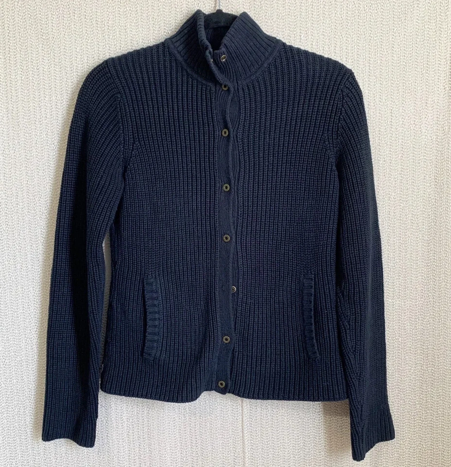 Vintage Ralph Ralph Lauren Black Button Mock Neck Sweater XS Rib Knit Cardigan - Image 4 of 4