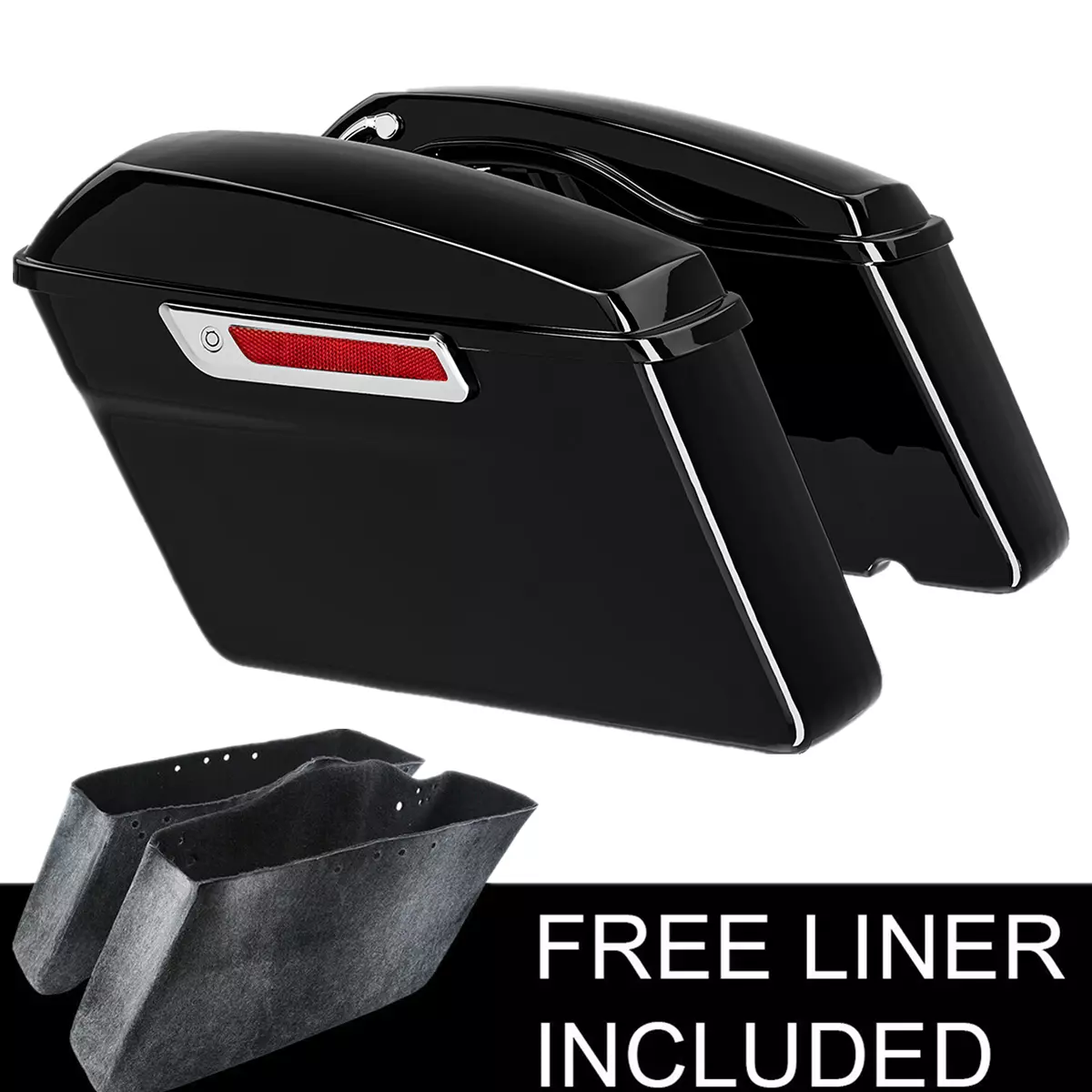 Vivid Black Hard Saddlebag Saddle Bags Fit For Harley Touring 14