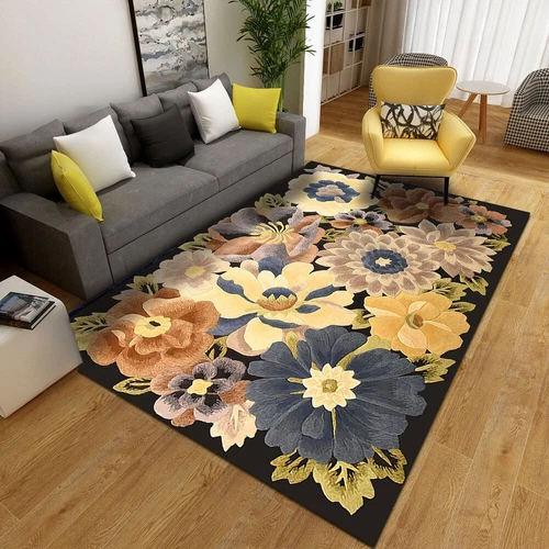 Alfombra de terciopelo floral 3D vintage alfombra de piso para sala de estar dormitorio antideslizante lavable - Imagen 2 de 22