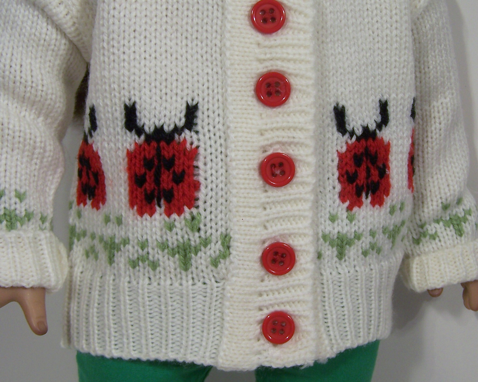 Red Green Cream Ladybug Sweater Doll Clothes For 18" American Girl (Debs*)