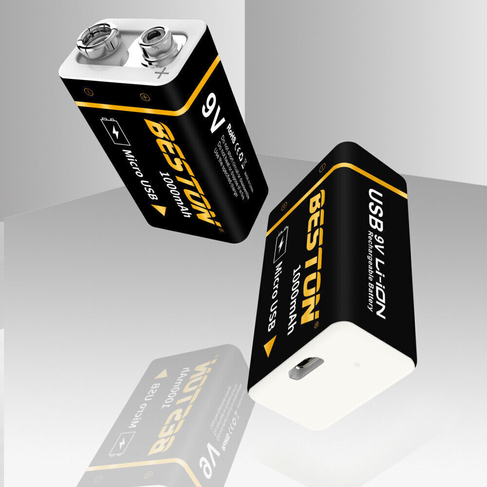 Rechargeable Batteries 9V  Micro USB Charging 1000mAh 1/2/4/PC Lot-image