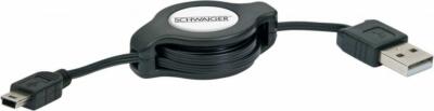 USB Anschlusskabel Type A/B Mini 1.2m 2.0 Rollable CKRB 1722 Schwaiger Neu OVP