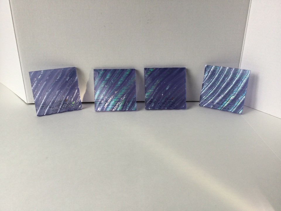 4 pieces 4x4x3/8 Iridescent Blue Wave Texture 3Form Resin Color Sample ...