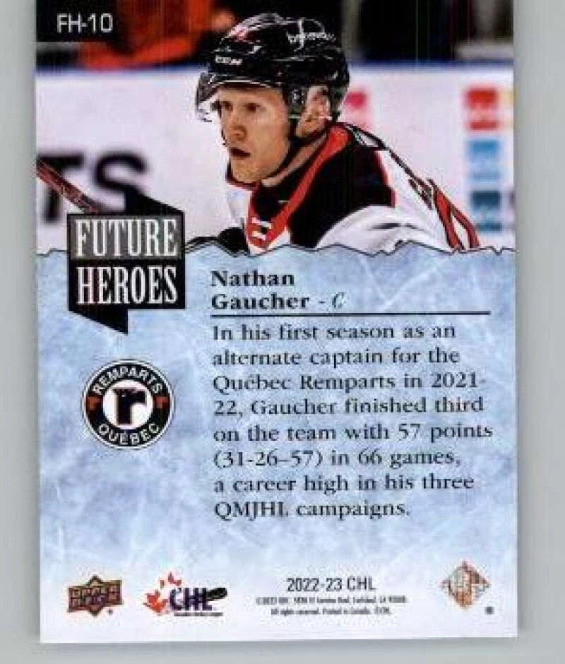 2022-23 Upper Deck CHL Future Heroes #FH-10 Nathan Gaucher RC Rookie - Image 2 of 2