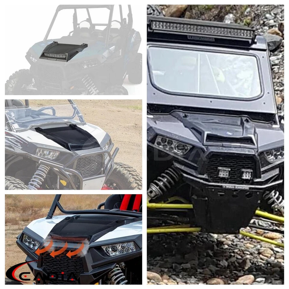 Black Turbo Hood Scoop Air Intake Set For Polaris RZR XP 4 1000 14-18 RZR 900 XP - Image 2 of 4