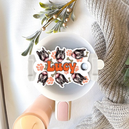 Personalized Dog Face Tumbler Name Tag, Custom 30oz 40oz Photo Pet Face Topper - Picture 8 of 15