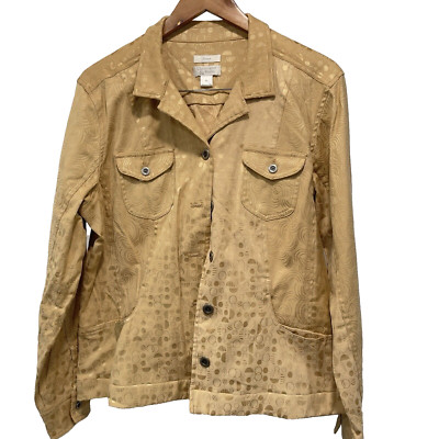 Christopher & Banks XL Women Jacket Blazer Gold Button Down Stretch