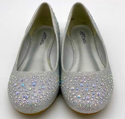 New Hotcakes Women's Bling Flat Silver Rhinestone Shoes 740211