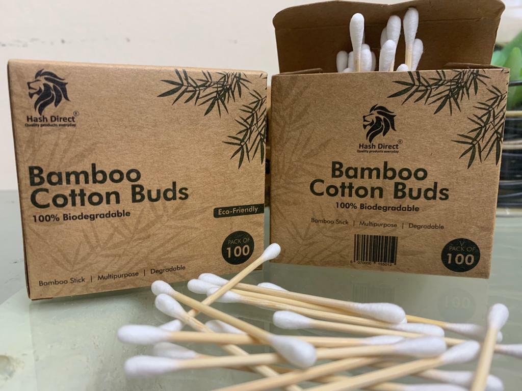 200 brotes de algodón de bambú madera natural biodegradable hisopos de algodón Qtips auriculares