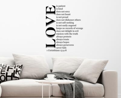 LOVE 1 Corinthians 13:4-8 Wall Decal Love is Patient Christian Wall Decal