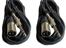 2 25Ft Pro XLR MALE 3Pin to 1/4" TRS Mixer to Powered Monitor Speaker Cable Cord